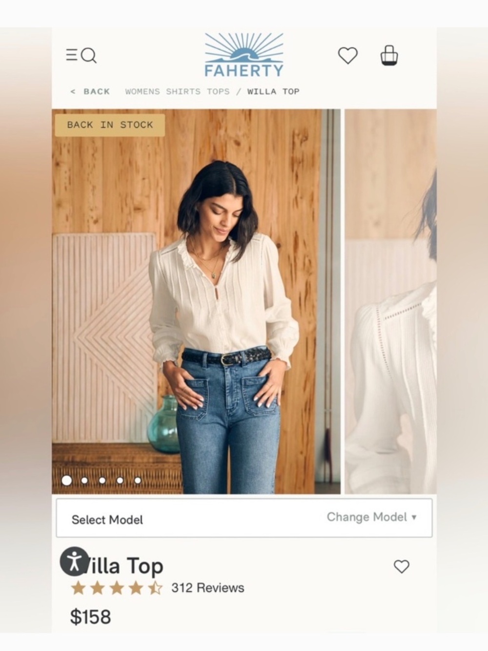 Faherty Willa Top Organic cotton white bohemian peasant blouse - Picture 3 of 14